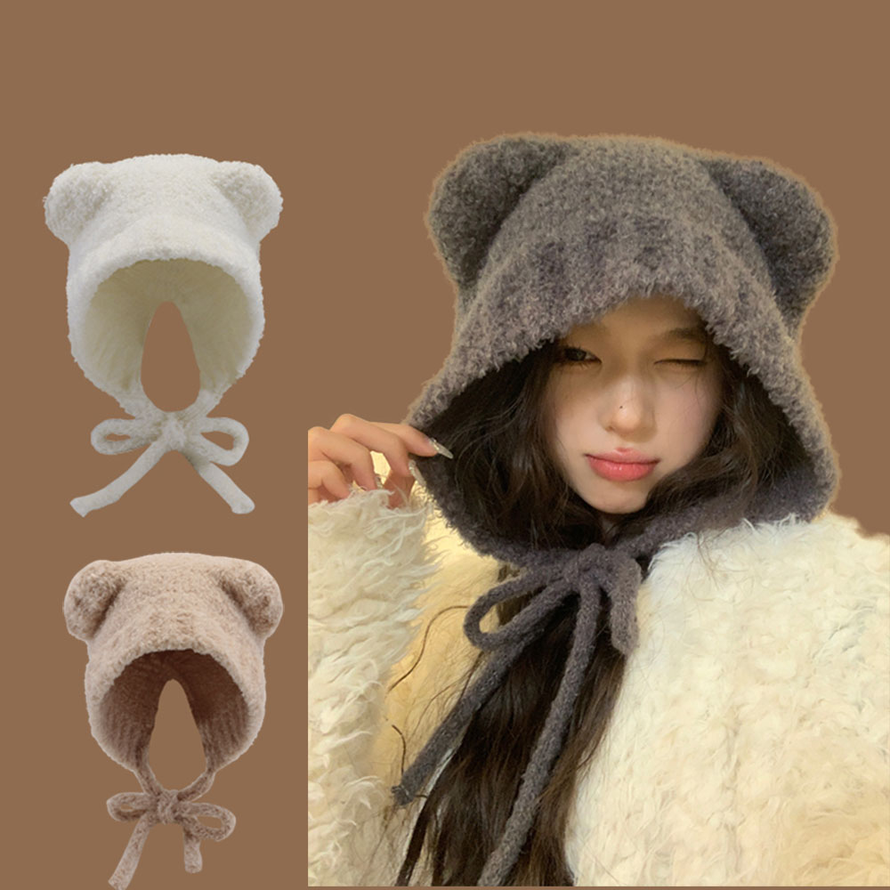 Winter Trapper Hat - 新作 ラムヘア 冬用 原宿 Y2K ニット帽