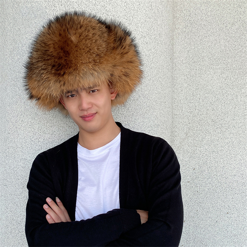 天然ラクーンファーの耳当て付き帽子、厚手の暖かい冬用ロシア帽 - Winter Trapper Hat のレビューと価格