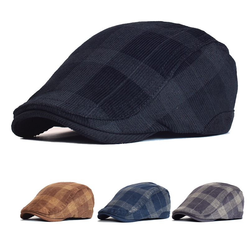 冬のヴィンテージチェック柄厚いベレー帽コーデュロイキャスケッ - Dad Hat Cotton のレビューと価格