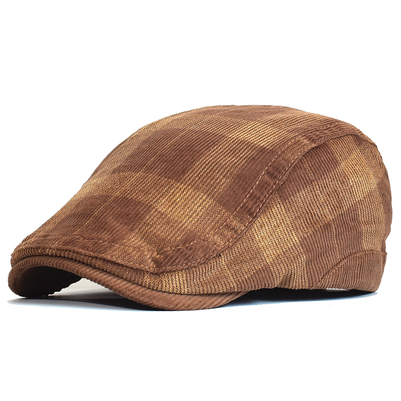 冬のヴィンテージチェック柄厚いベレー帽コーデュロイキャスケッ - Dad Hat Cotton のレビューと価格