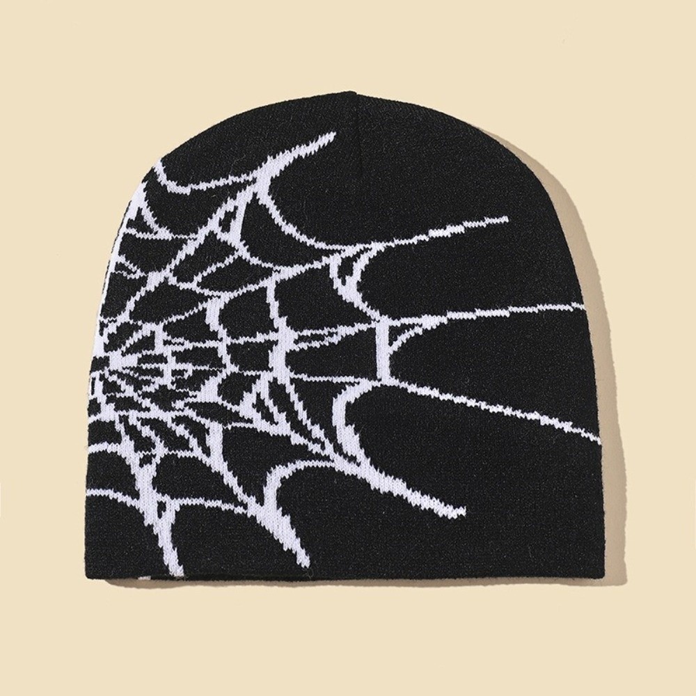 ゴシック調のソフトスパイダーウェブ柄ビーニーキャップ ストレ - Beanie Cuffed Knit のレビューと価格