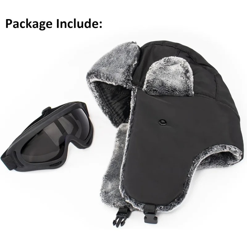 スノースキー軍軍事ウシャンカ帽子ゴーグル付きフェイクラビット - Winter Trapper Hat のレビューと価格