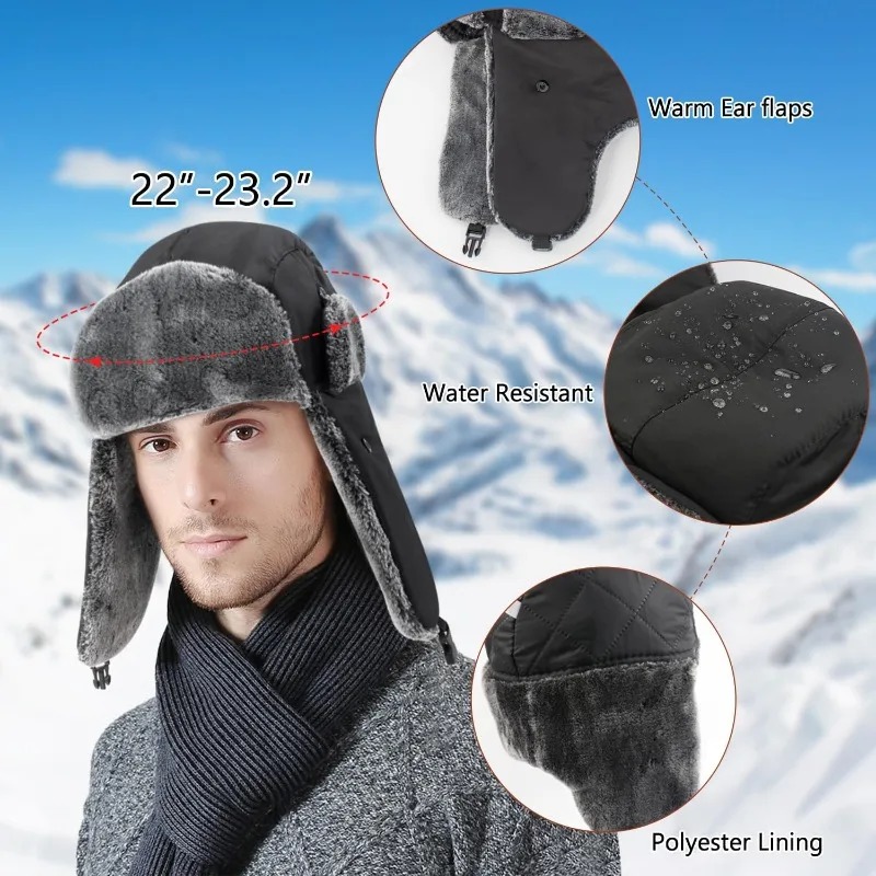 スノースキー軍軍事ウシャンカ帽子ゴーグル付きフェイクラビット - Winter Trapper Hat のレビューと価格
