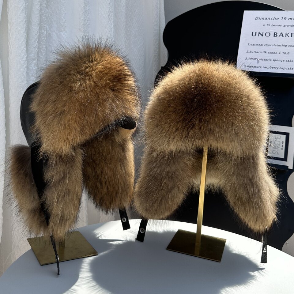 本物のフォックスファーを使用したトラッパーハット。男女兼用。 - Trapper Hat Ear Flap のレビューと価格