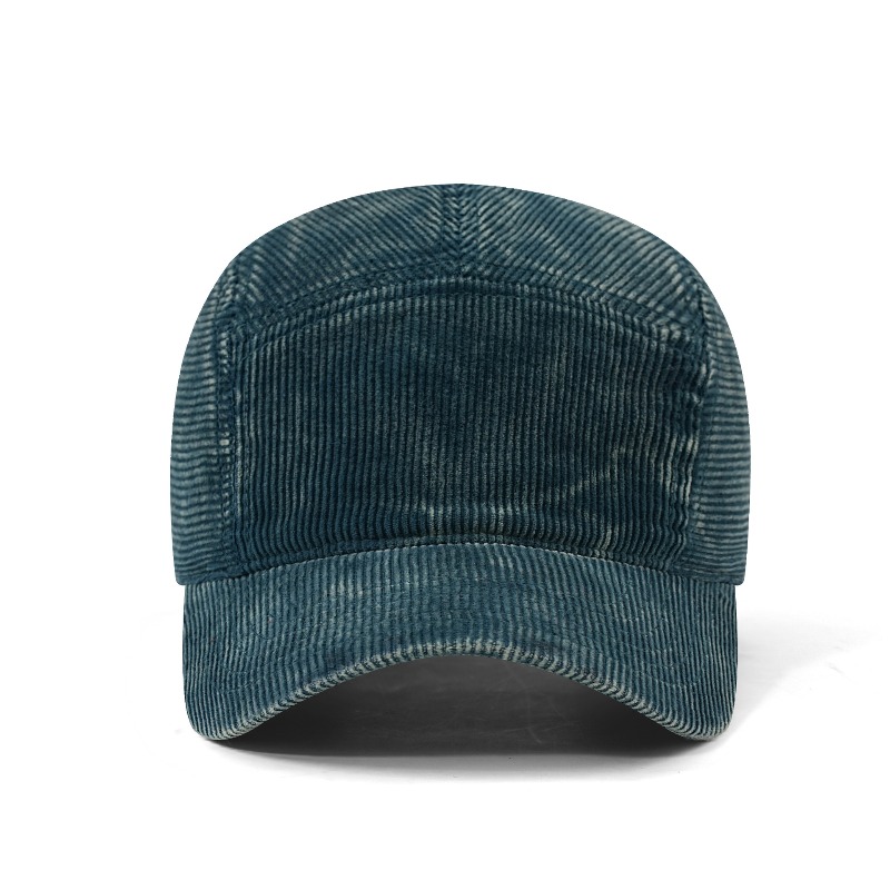 カスタム刺繍ロゴ入り、5パネル構造のウォッシュ加工コーデュロ - Corduroy Cap 5 Panel のレビューと価格